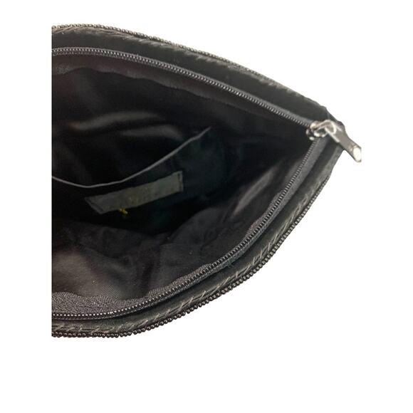 Adolfo Vintage 1990s Bugle Bead Clutch Demilune Bag Metallic - Picture 6 of 7